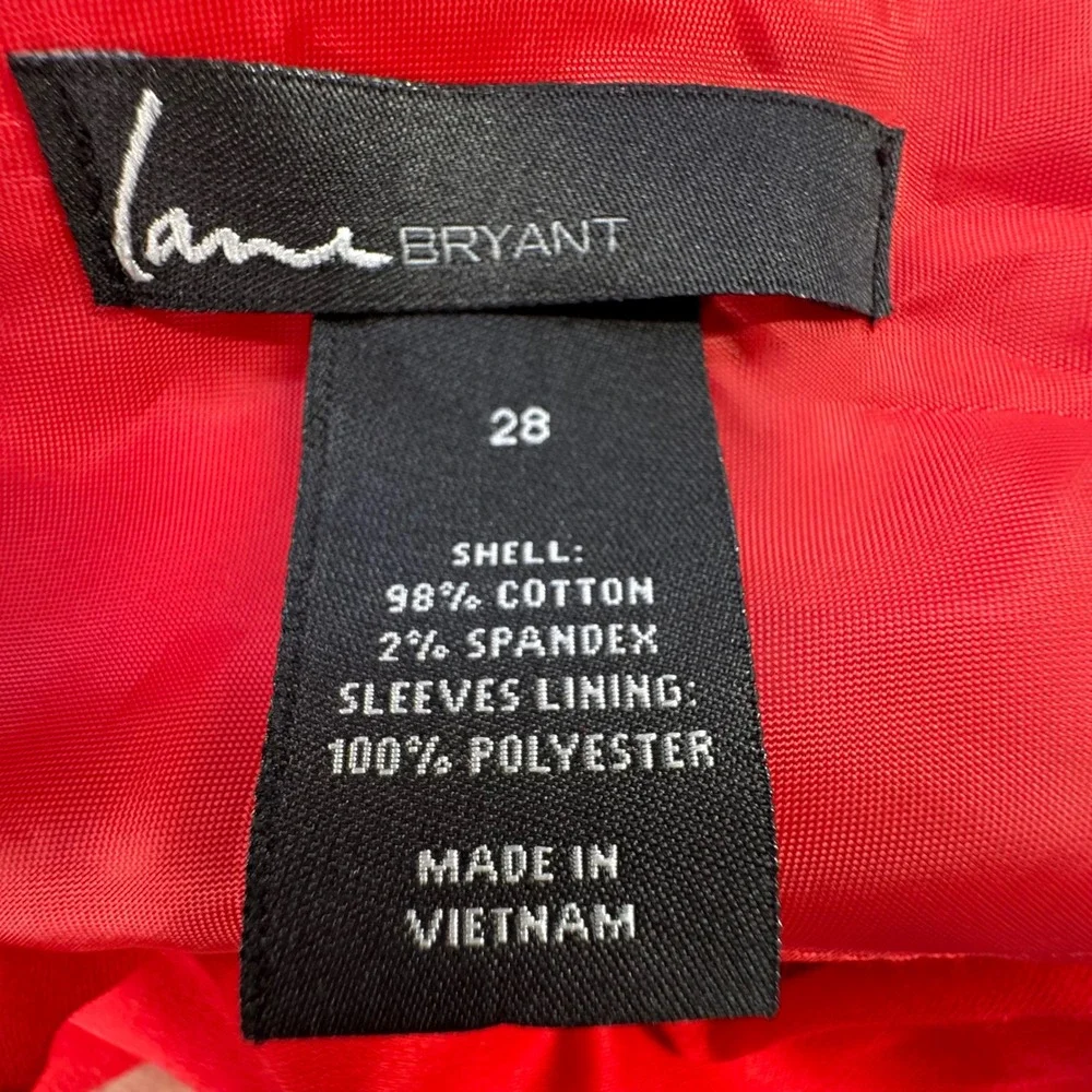Lane Bryant Blazer Women Plus 28 Red Cotton Stretch Office Workwear Professional